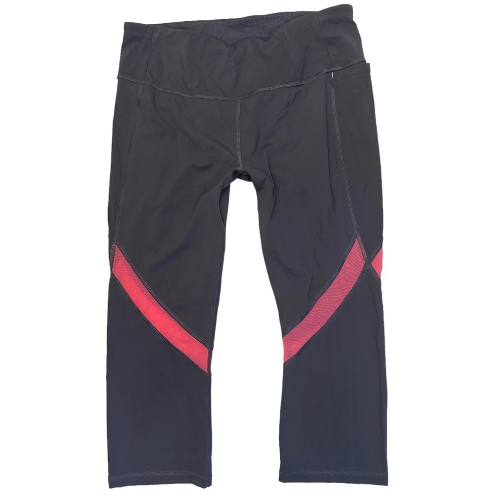 Calia Energize Capri Leggings Size M Gray Pink Mesh Gym Workout Running Athletic - Picture 2 of 9